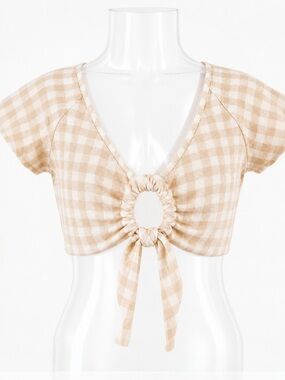 AJAIE ALAIE Checker beige‎ top